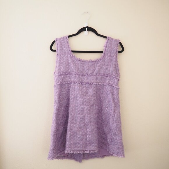 Zara Purple Tweed Sleeveless Mini Dress sz L - Picture 6 of 7